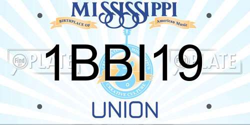 1BBI19 Mississippi License Plate