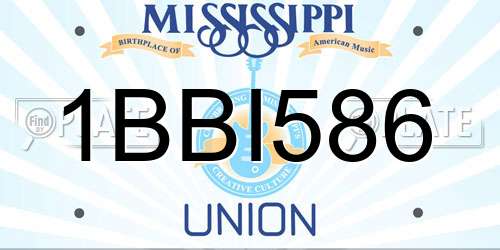 1BBI586 Mississippi License Plate