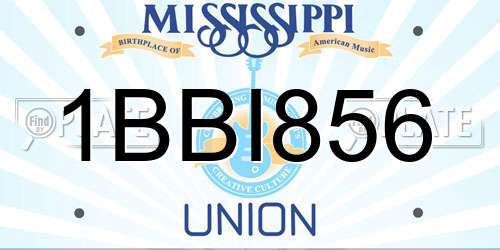 1BBI856 Mississippi License Plate