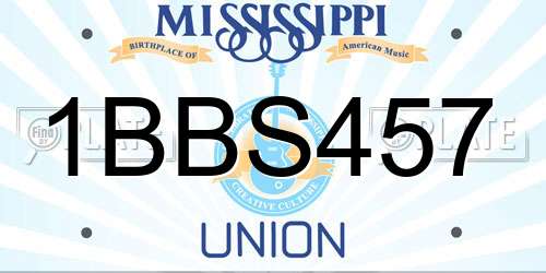 1BBS457 Mississippi License Plate
