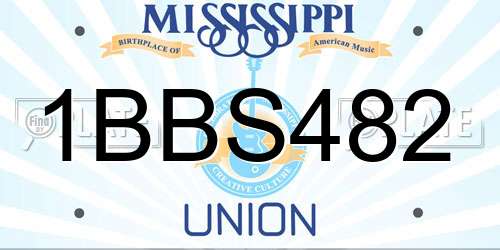 1BBS482 Mississippi License Plate