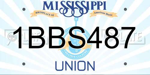 1BBS487 Mississippi License Plate