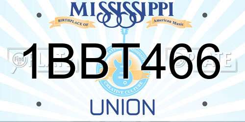 1BBT466 Mississippi License Plate