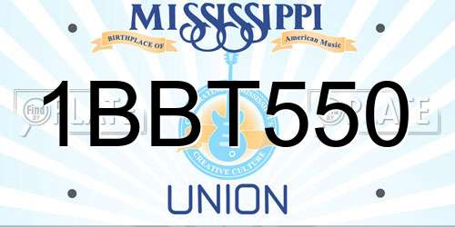 1BBT550 Mississippi License Plate
