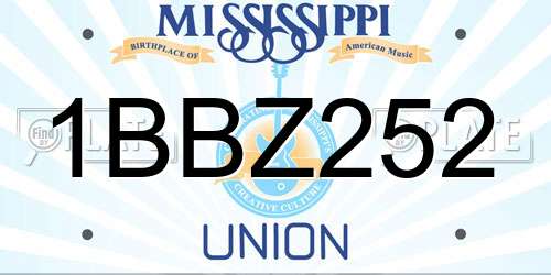1BBZ252 Mississippi License Plate