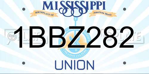 1BBZ282 Mississippi License Plate