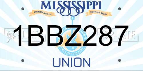 1BBZ287 Mississippi License Plate