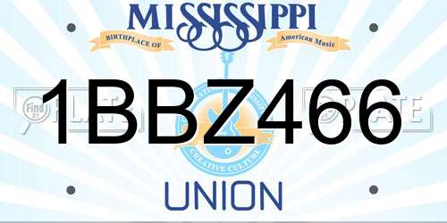 1BBZ466 Mississippi License Plate