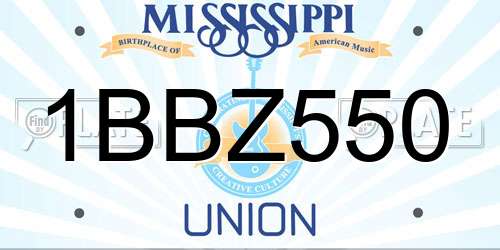 1BBZ550 Mississippi License Plate