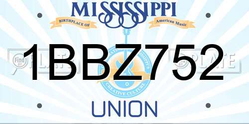 1BBZ752 Mississippi License Plate
