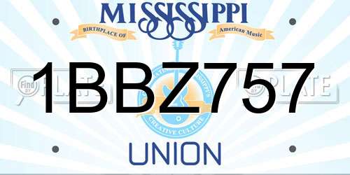 1BBZ757 Mississippi License Plate