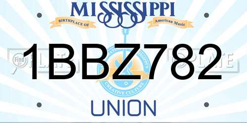 1BBZ782 Mississippi License Plate