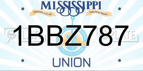 1BBZ787 Mississippi License Plate