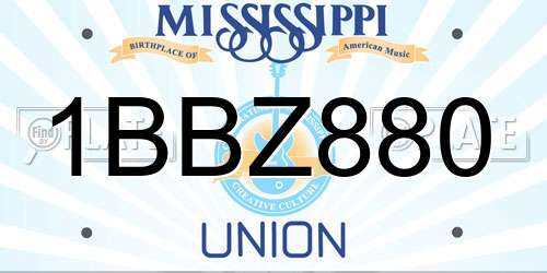1BBZ880 Mississippi License Plate