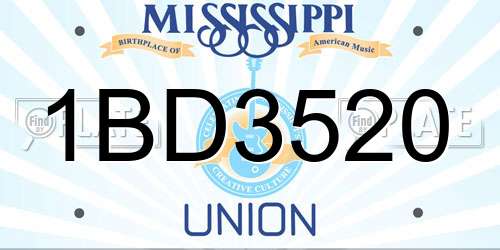1BD3520 Mississippi License Plate