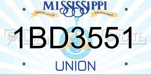 1BD3551 Mississippi License Plate