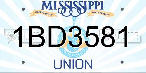 1BD3581 Mississippi License Plate