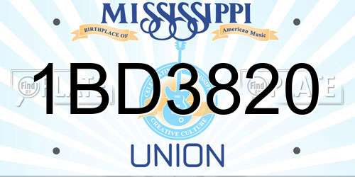 1BD3820 Mississippi License Plate