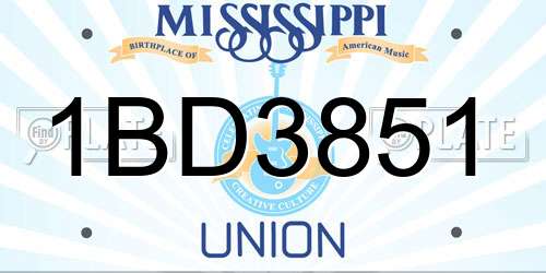 1BD3851 Mississippi License Plate