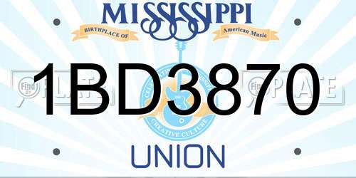1BD3870 Mississippi License Plate
