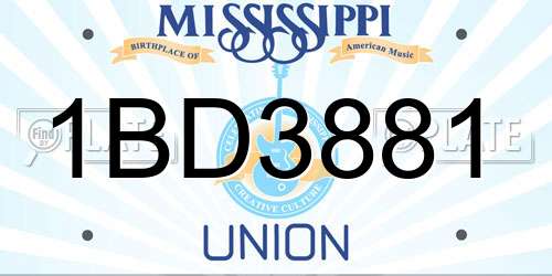 1BD3881 Mississippi License Plate