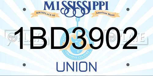 1BD3902 Mississippi License Plate