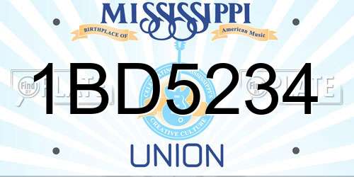 1BD5234 Mississippi License Plate