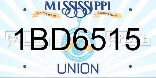 1BD6515 Mississippi License Plate