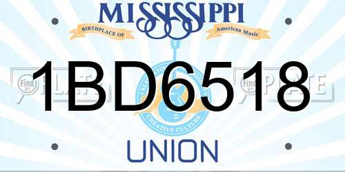 1BD6518 Mississippi License Plate