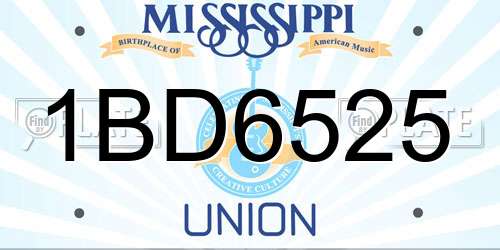 1BD6525 Mississippi License Plate
