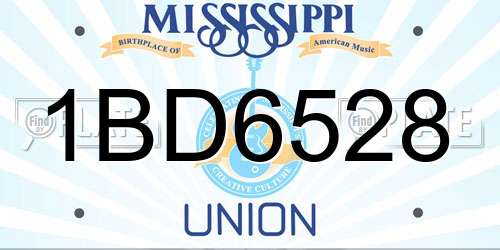 1BD6528 Mississippi License Plate