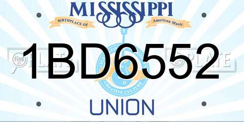 1BD6552 Mississippi License Plate