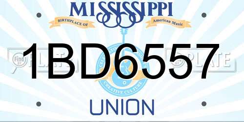1BD6557 Mississippi License Plate