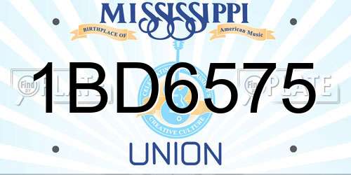 1BD6575 Mississippi License Plate