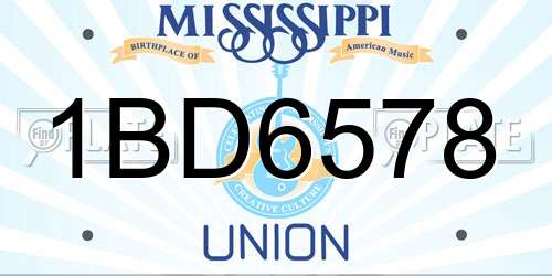 1BD6578 Mississippi License Plate