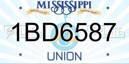 1BD6587 Mississippi License Plate