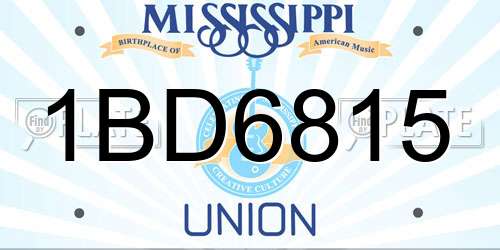 1BD6815 Mississippi License Plate