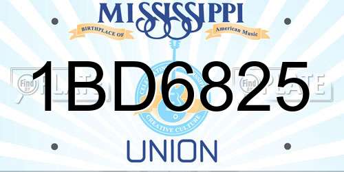1BD6825 Mississippi License Plate