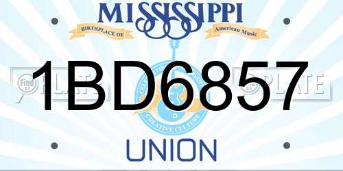 1BD6857 Mississippi License Plate
