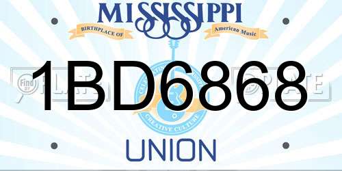 1BD6868 Mississippi License Plate
