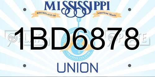 1BD6878 Mississippi License Plate