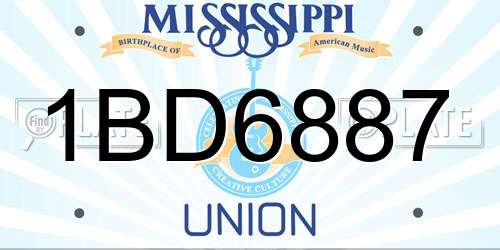 1BD6887 Mississippi License Plate