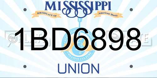 1BD6898 Mississippi License Plate
