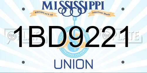 1BD9221 Mississippi License Plate