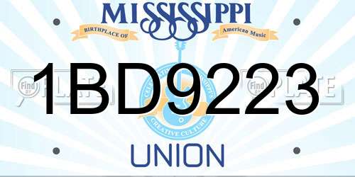 1BD9223 Mississippi License Plate