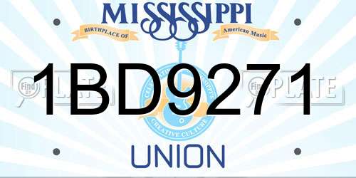 1BD9271 Mississippi License Plate