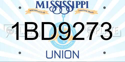 1BD9273 Mississippi License Plate
