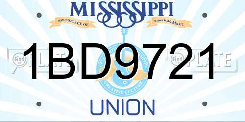 1BD9721 Mississippi License Plate