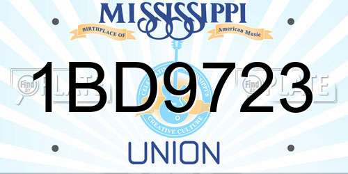 1BD9723 Mississippi License Plate