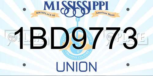 1BD9773 Mississippi License Plate